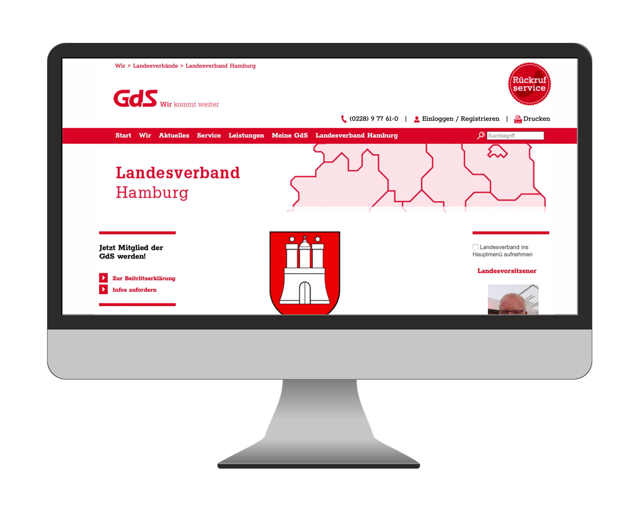 GdS Landesverband Hamburg - Website Redesign vorher